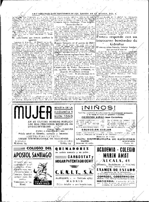 ABC MADRID 25-09-1940 página 4