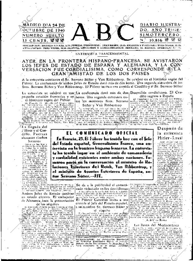 ABC MADRID 24-10-1940 página 3