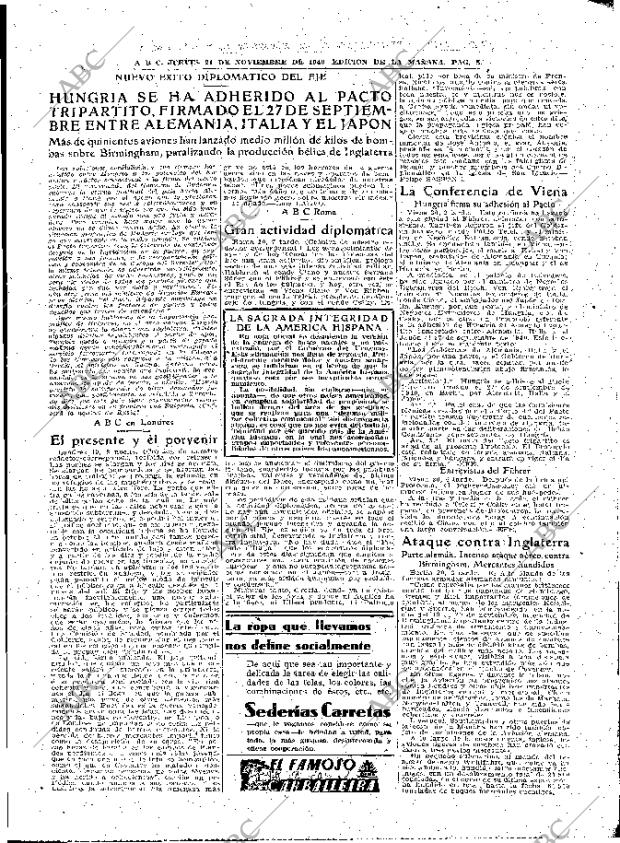 ABC MADRID 21-11-1940 página 5