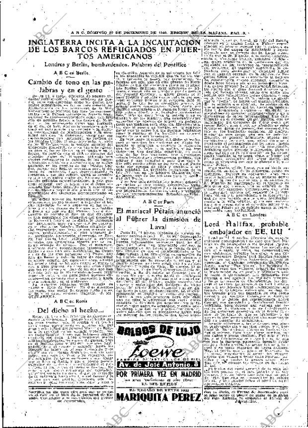 ABC MADRID 22-12-1940 página 9