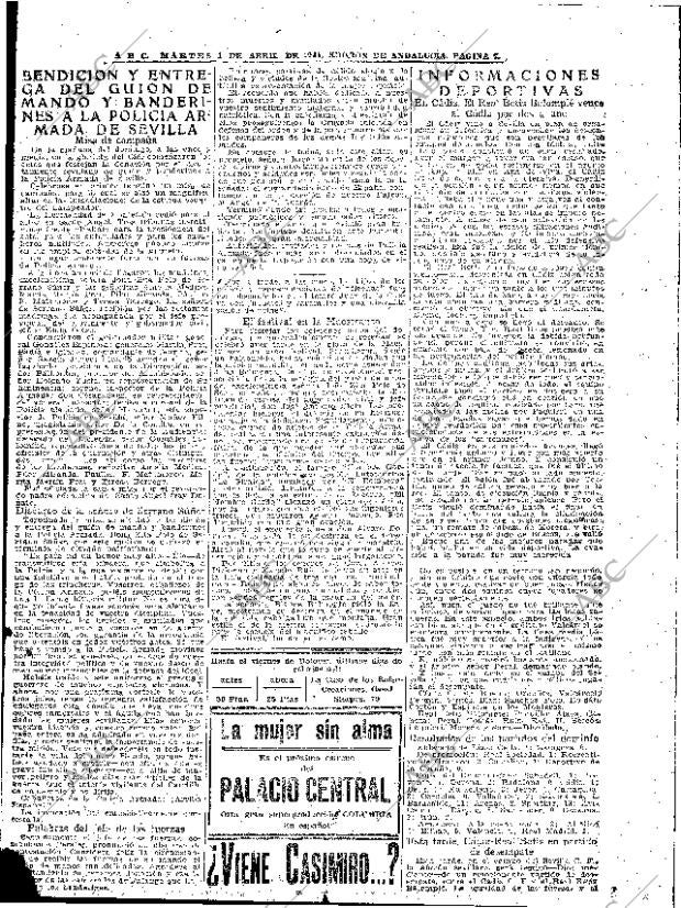 Periodico Abc Sevilla 01 04 1941 Portada Archivo Abc