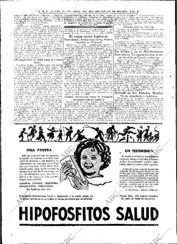 ABC MADRID 24-04-1941 página 6