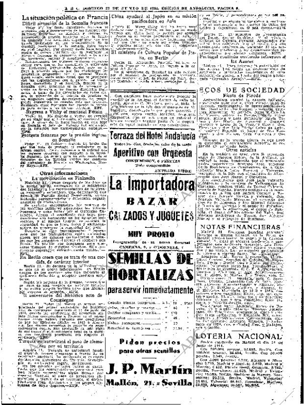 ABC SEVILLA 22-06-1941 página 9