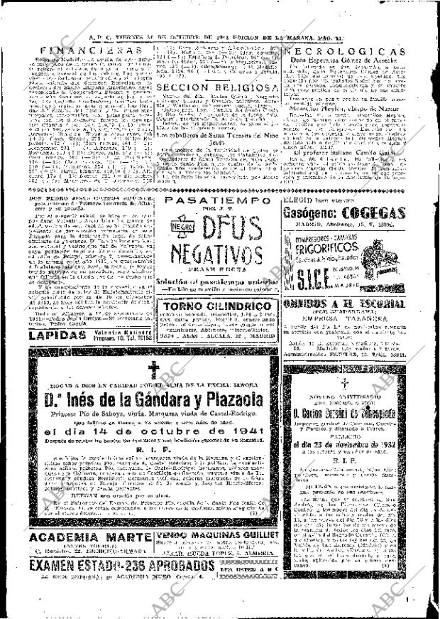 ABC MADRID 31-10-1941 página 14