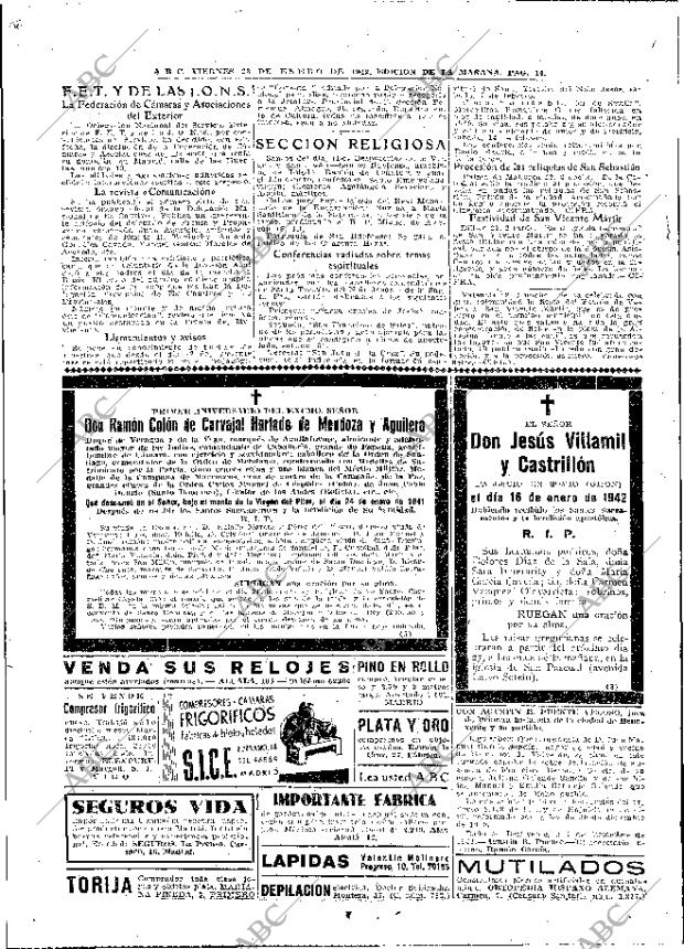 ABC MADRID 23-01-1942 página 14