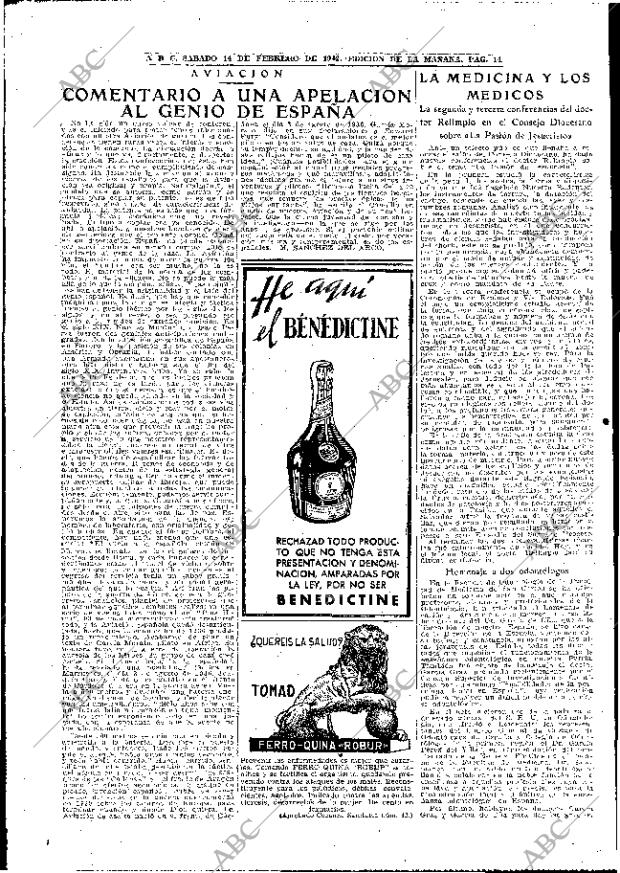 ABC MADRID 14-02-1942 página 14
