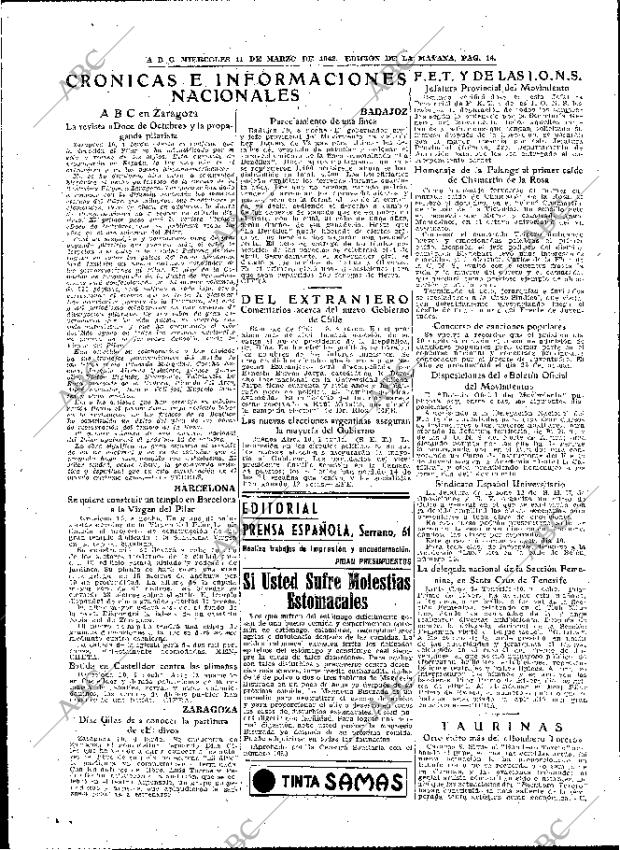 ABC MADRID 11-03-1942 página 14