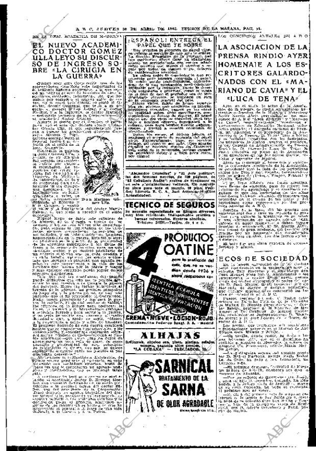 ABC MADRID 30-04-1942 página 11