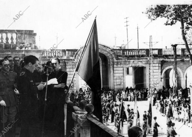 El delegado sindical provincial de Madrid, durante su discurso pronunciado con...