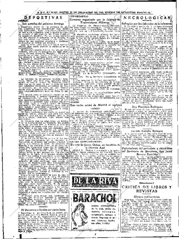 Periodico Abc Sevilla 10 12 1942 Portada Archivo Abc