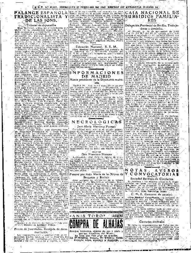 ABC SEVILLA 17-02-1943 página 14