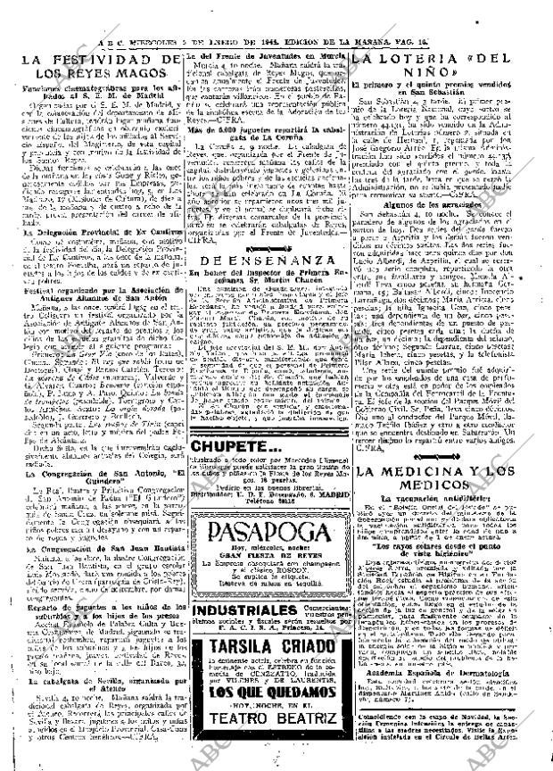 ABC MADRID 05-01-1944 página 16