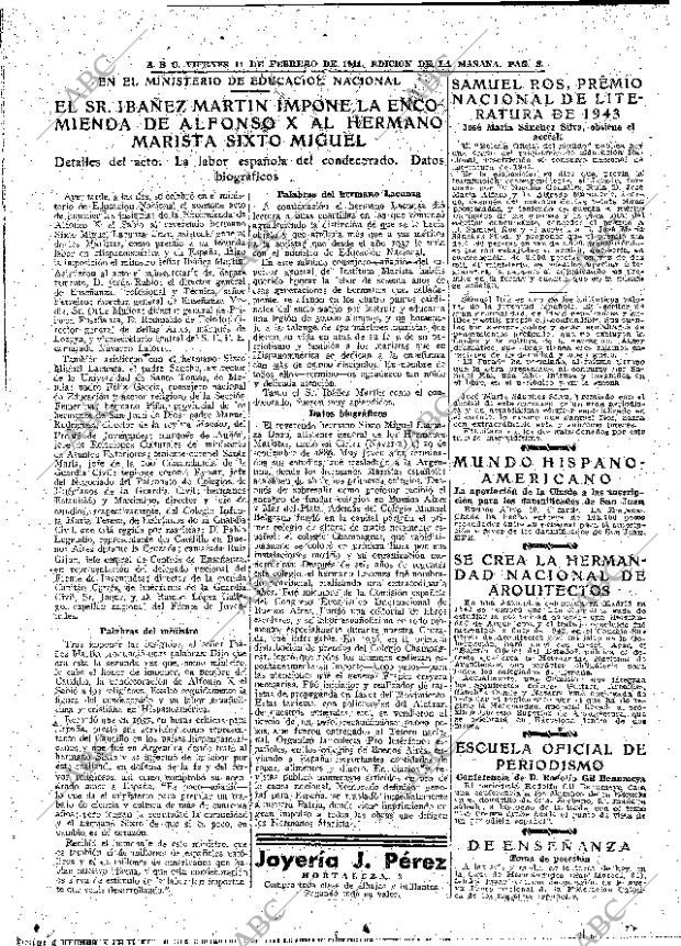 ABC MADRID 11-02-1944 página 8