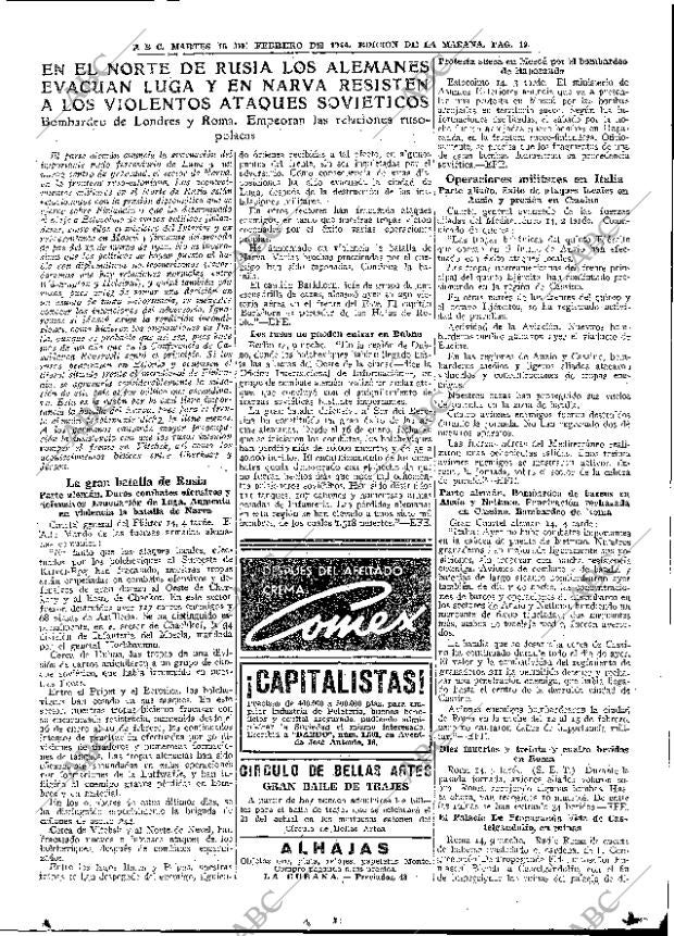 ABC MADRID 15-02-1944 página 19