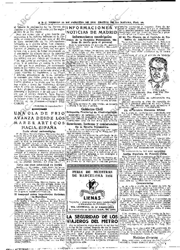 ABC MADRID 25-02-1944 página 14