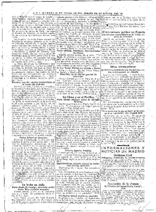 ABC MADRID 22-08-1944 página 10