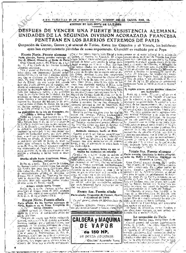 ABC MADRID 25-08-1944 página 12