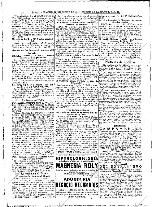 ABC MADRID 30-08-1944 página 10