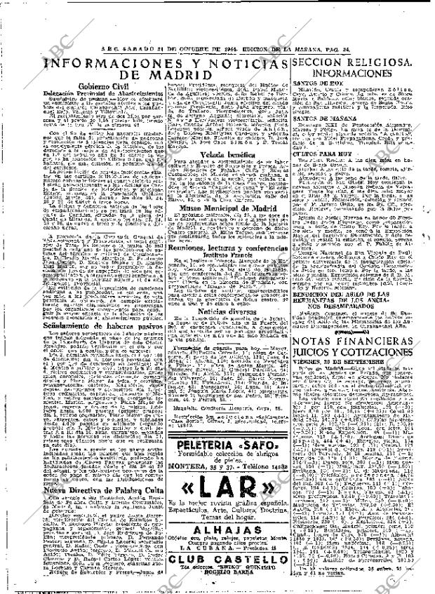 ABC MADRID 21-10-1944 página 22