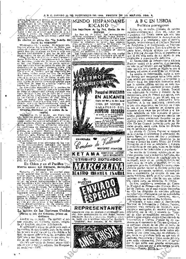 ABC MADRID 25-11-1944 página 9