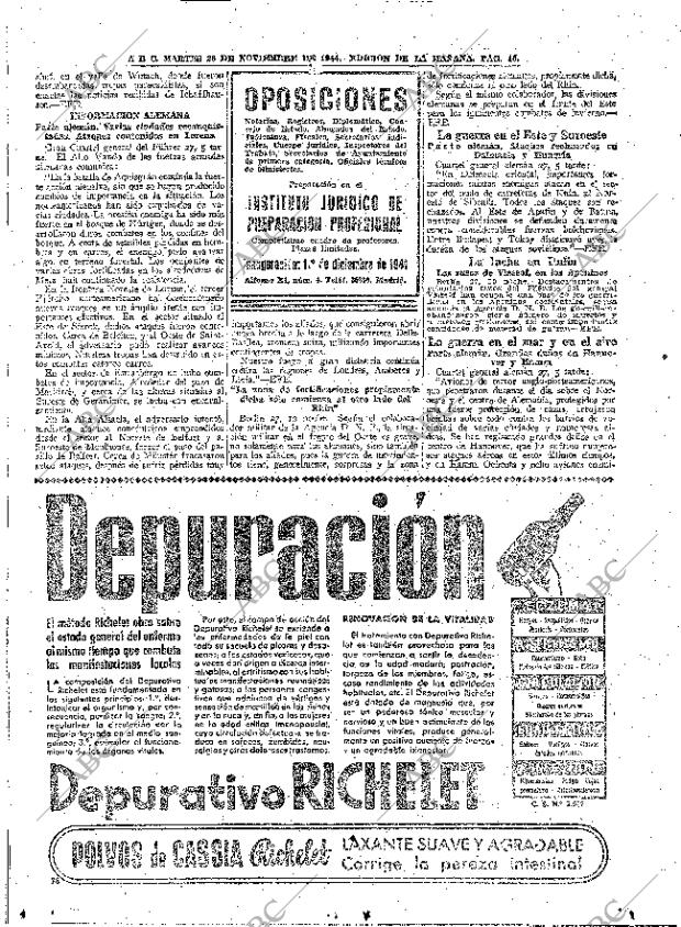 ABC MADRID 28-11-1944 página 16