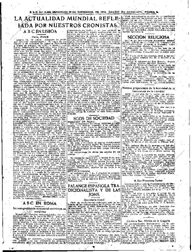 Periodico Abc Sevilla 29 11 1944 Portada Archivo Abc