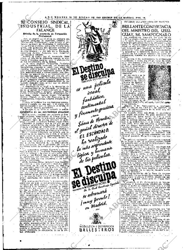 ABC MADRID 23-01-1945 página 16