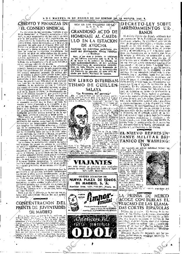 ABC MADRID 23-01-1945 página 9