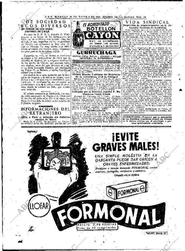 ABC MADRID 30-01-1945 página 14