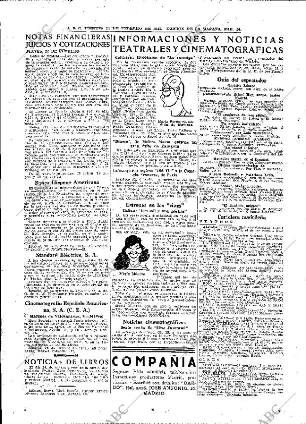 ABC MADRID 23-02-1945 página 14