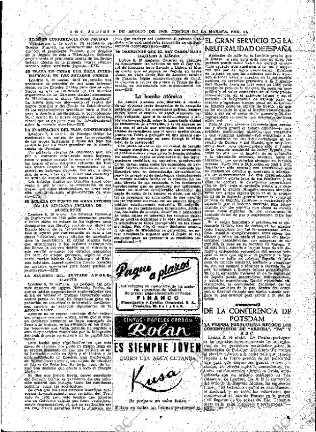 ABC MADRID 09-08-1945 página 11