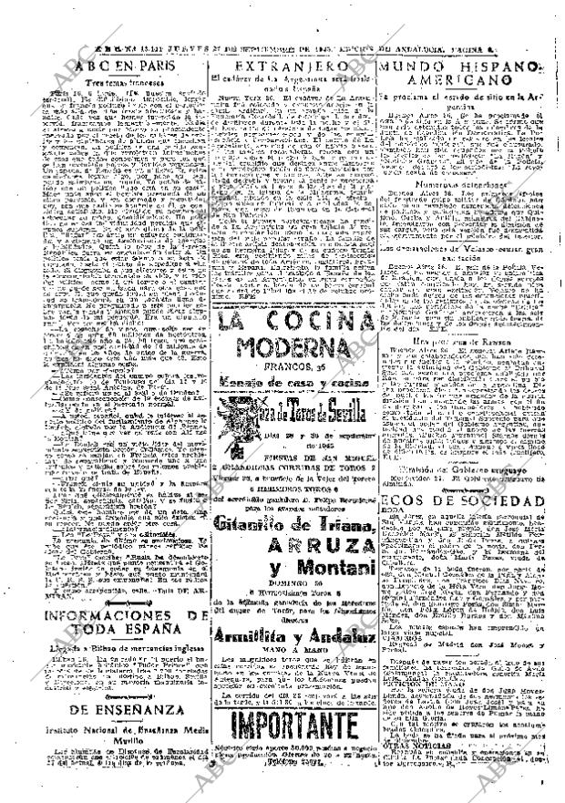 ABC SEVILLA 27-09-1945 página 6