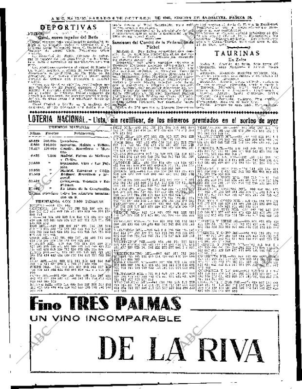 Periodico Abc Sevilla 06 10 1945 Portada Archivo Abc