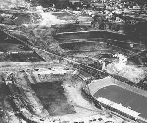 Foto aérea del Estadio de Chamartín, del Real Madrid