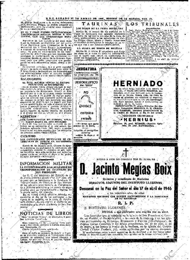 ABC MADRID 27-04-1946 página 20