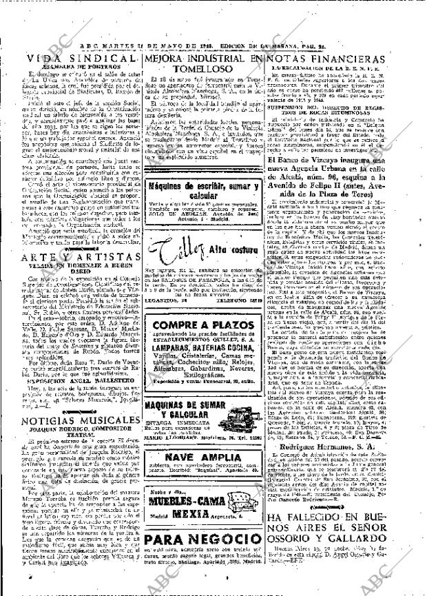 ABC MADRID 21-05-1946 página 22