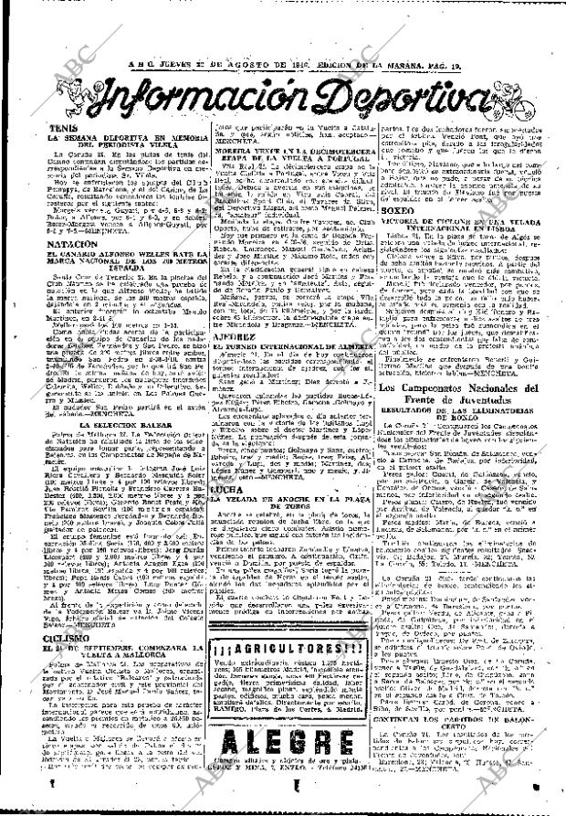 ABC MADRID 22-08-1946 página 19