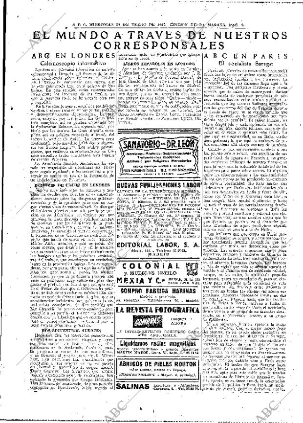 ABC MADRID 29-01-1947 página 9