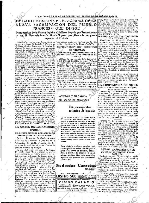 ABC MADRID 15-04-1947 página 19