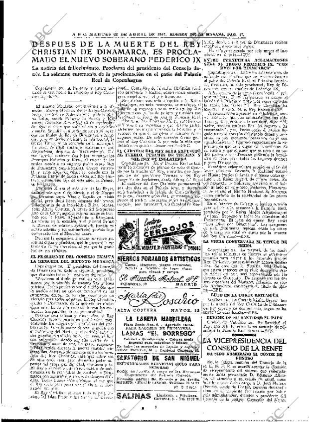 ABC MADRID 22-04-1947 página 17