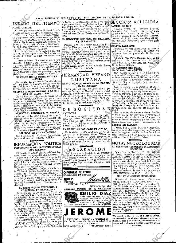 ABC MADRID 27-06-1947 página 14