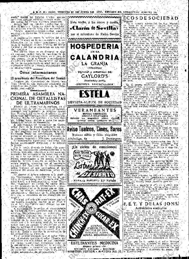 ABC SEVILLA 27-06-1947 página 10