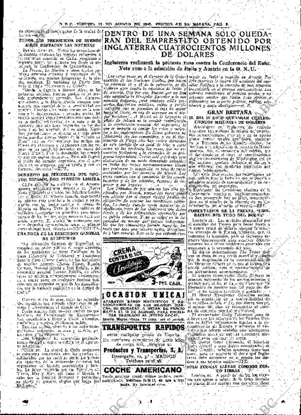 ABC MADRID 22-08-1947 página 9