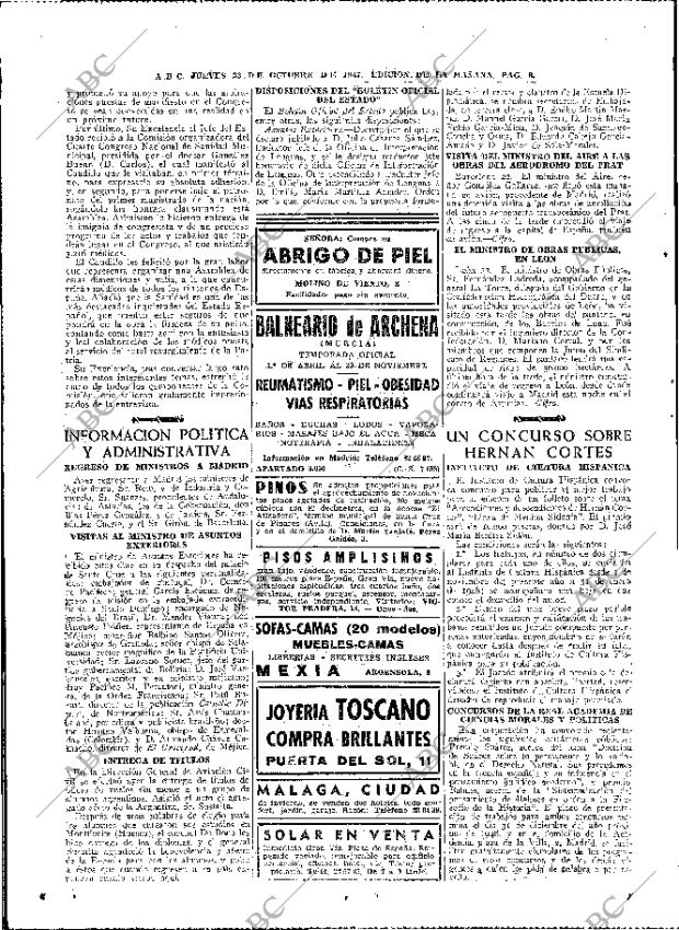 ABC MADRID 23-10-1947 página 8