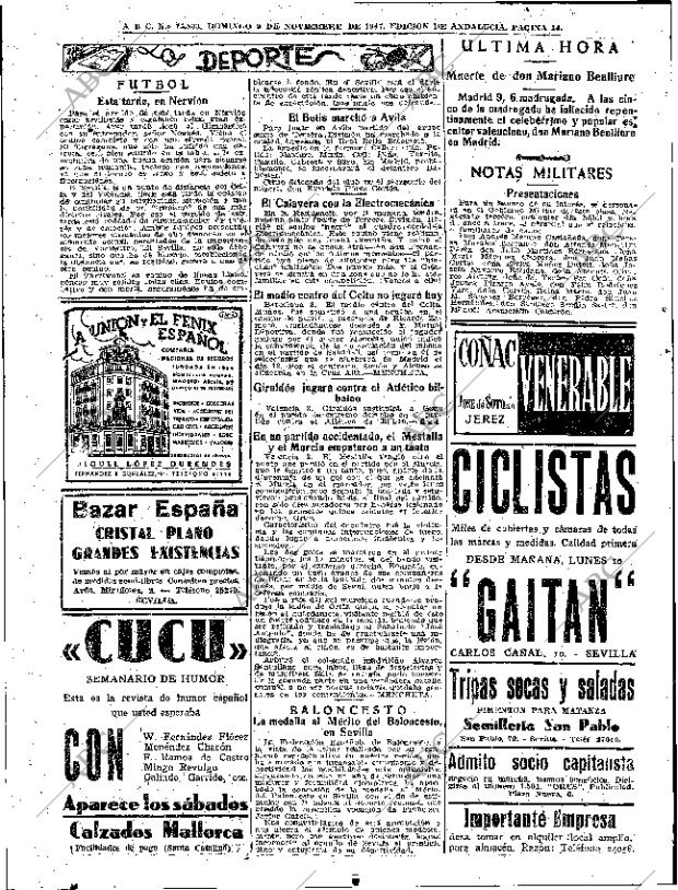 ABC SEVILLA 09-11-1947 página 14