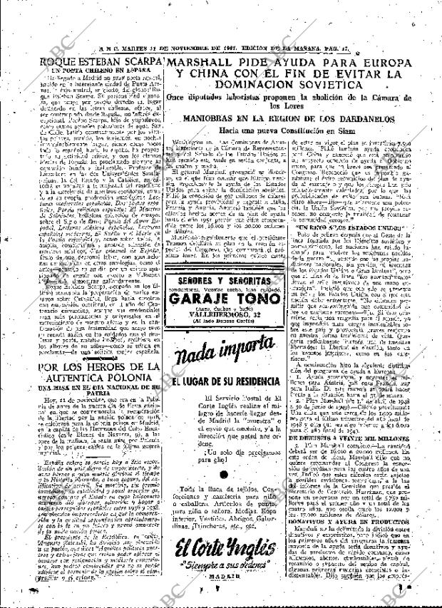 ABC MADRID 11-11-1947 página 17