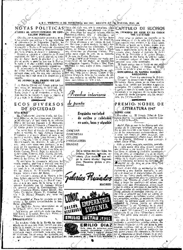 ABC MADRID 14-11-1947 página 13