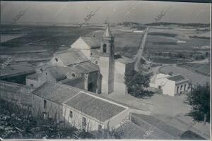 Iglesia de san Jorge de Palos de la Frontera (Huelva), desde la altura del viejo...