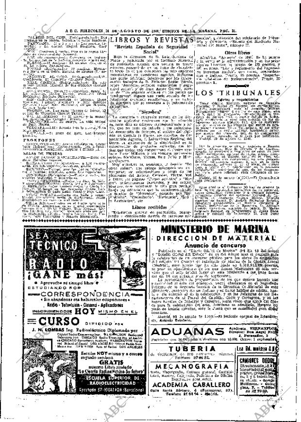 ABC MADRID 31-08-1949 página 21