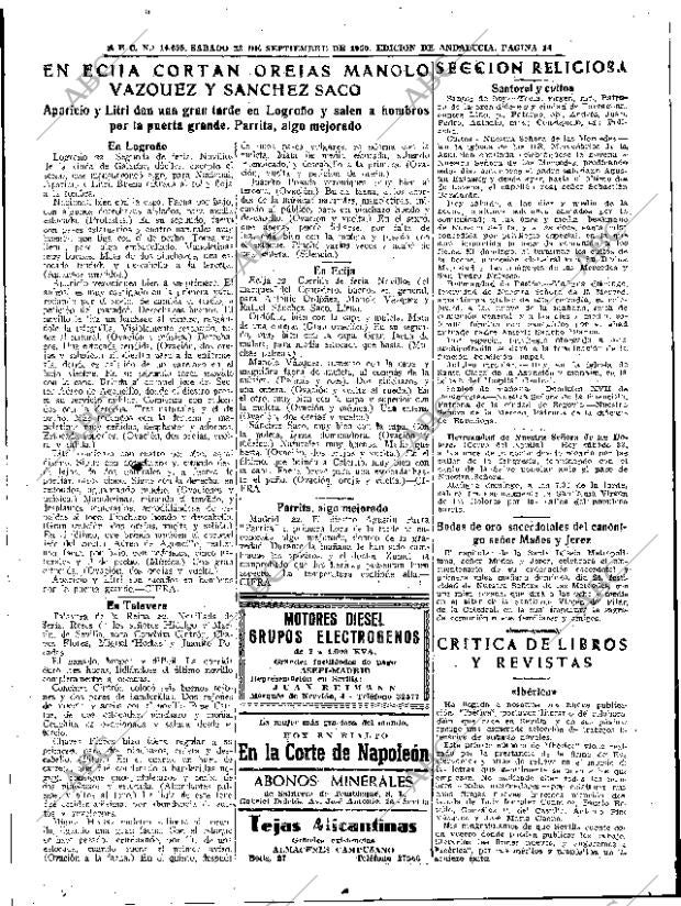 ABC SEVILLA 23-09-1950 página 14